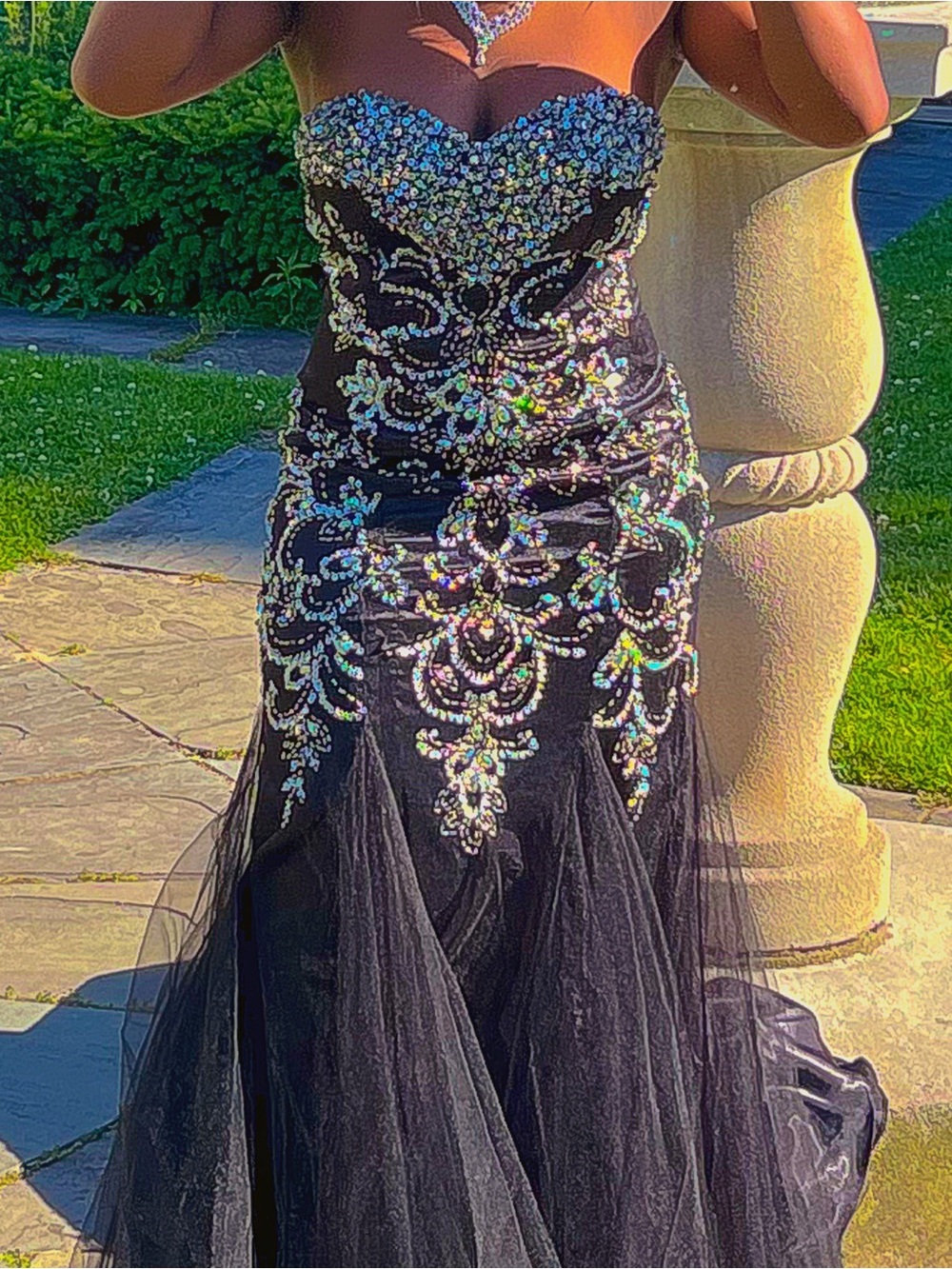 Strapless Black Sequin Mermaid Evening Dress